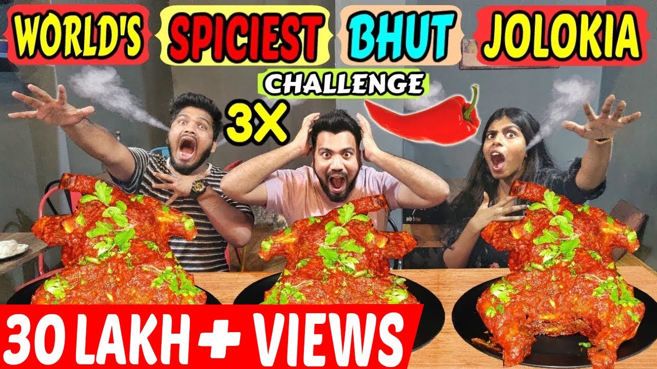 WORLD'S SPICIEST BHUT JOLOKIA FULL CHICKEN CHALLENGE | HOTTEST PEPPER CHICKEN CHALLENGE (Ep-216)