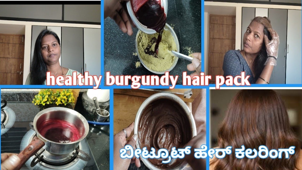 ಬಿಳಿ ಕೂದಲಿಗೆ heli bye-bye 🌰 burgundy hair colouring and beetroot healthy pack chemical free ✅🌰🌿🌿