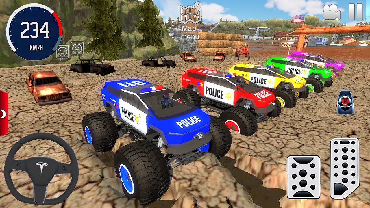 Juegos De Carros - Police Monster Truck Impossible Driver #1 - US Car Stunts Racing Android Gameplay