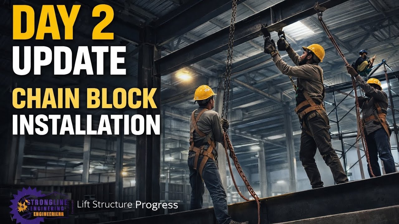 Lift Structure Installation Day 2 | Chain Block Setup for Frame Lifting |