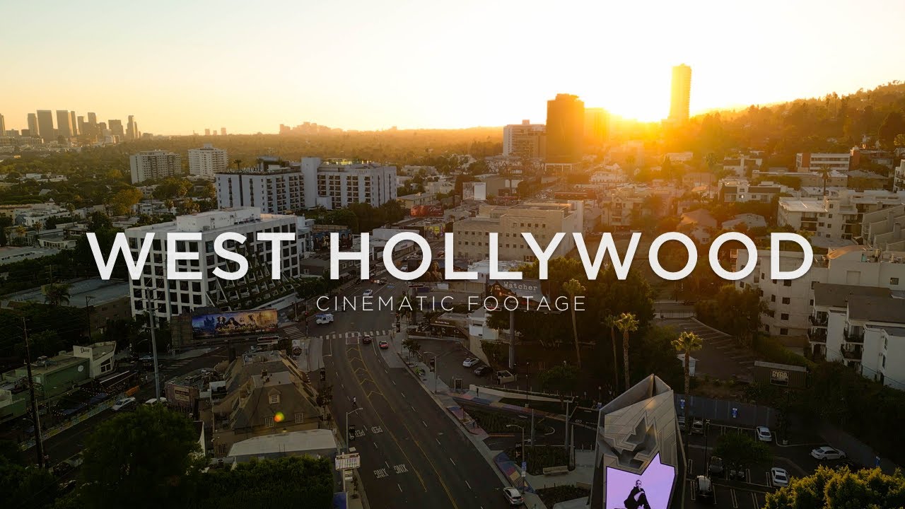 Sunset Strip West Hollywood Los Angeles 4K Cinematic Drone Aerial Flyover