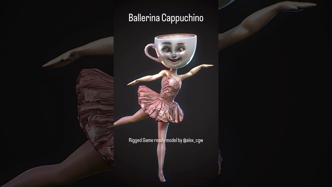 Who is next ? Ballerina Cappuchino Game ready 3D model. Download link in comment . #blender #gamedev