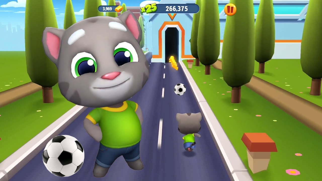 Talking Tom Gold Run Playing Soccer In Strange World - Stupid Tom. Full Scree. Android iOS