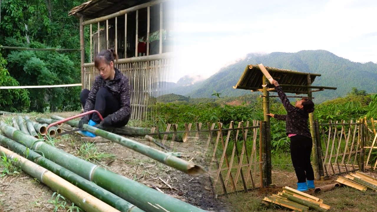 Single Mom Builds a Gate and Fence at Her Bamboo House
