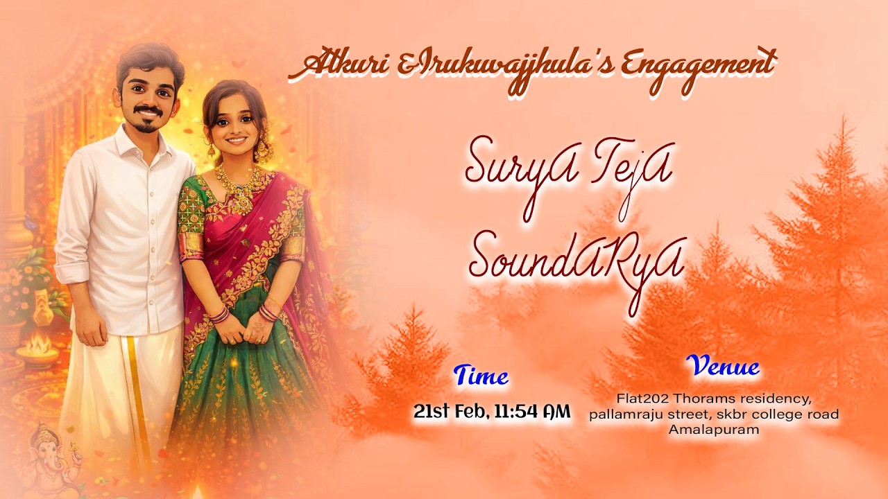 SURYA TEJA With SOUNDARYA Engagement Ravindra Studio Mamidikuduru 99485 21319