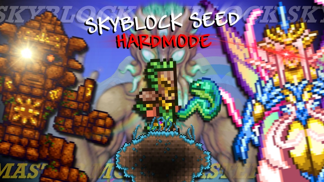 Beating Terraria SKYBLOCK SEED For The FIRST TIME! (PT. 2/2: HARDMODE!)