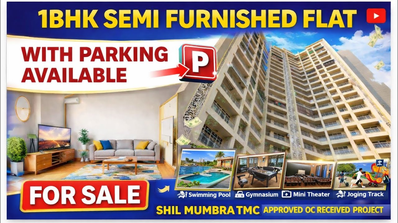1BHK Semi Furnished Flat for Sale in Shil Mumbra | With Parking | TMC Approved OC Project