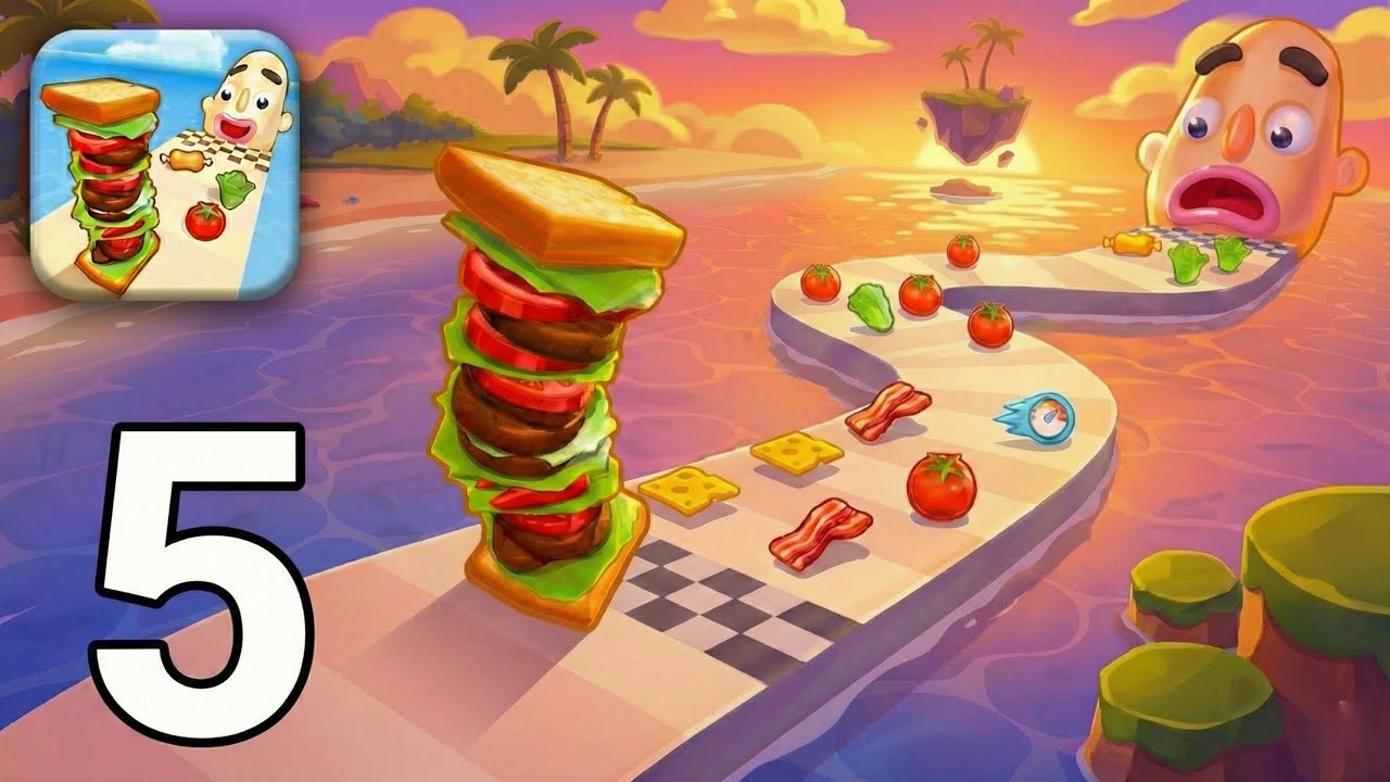 Sandwich Runner – Gameplay Walkthrough Part 5 - Crazy Sandwich Run Gameplay (Android & iOS)