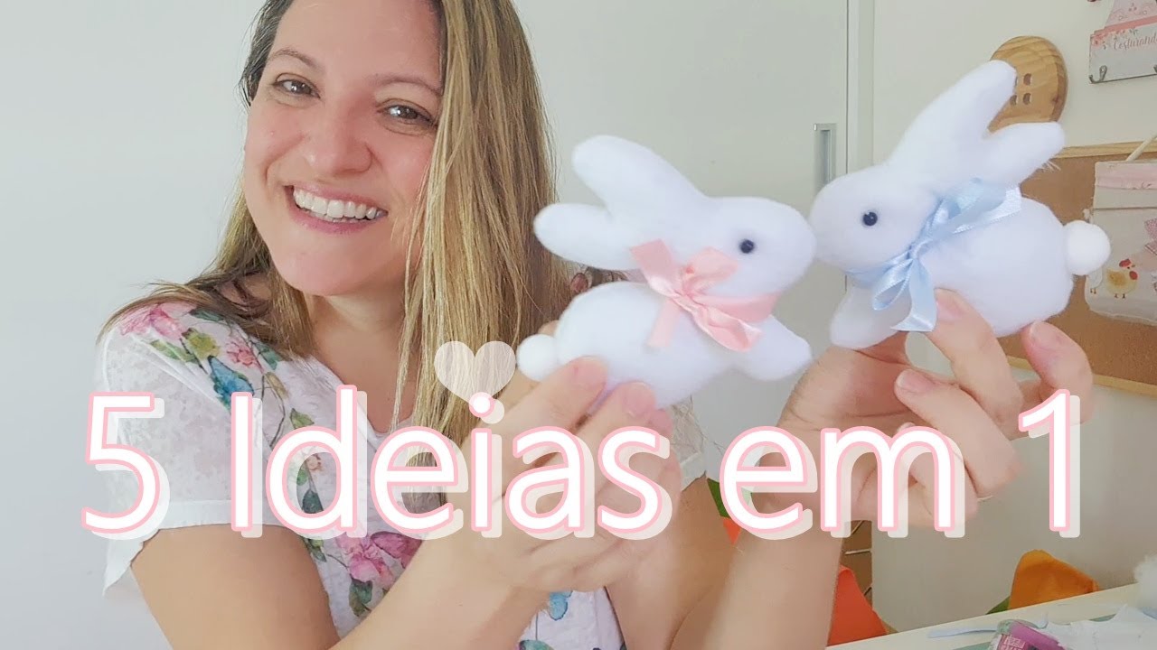 5 Ideias em 1 Modelo EM feltro FACIL E RAPIDO DE FAZER para PASCOA lembrancinha MINI Coelho Imã