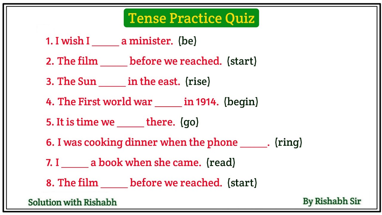 Tense practice test | Tense practice questions ssc | Tense in english grammar | Tense mcq test