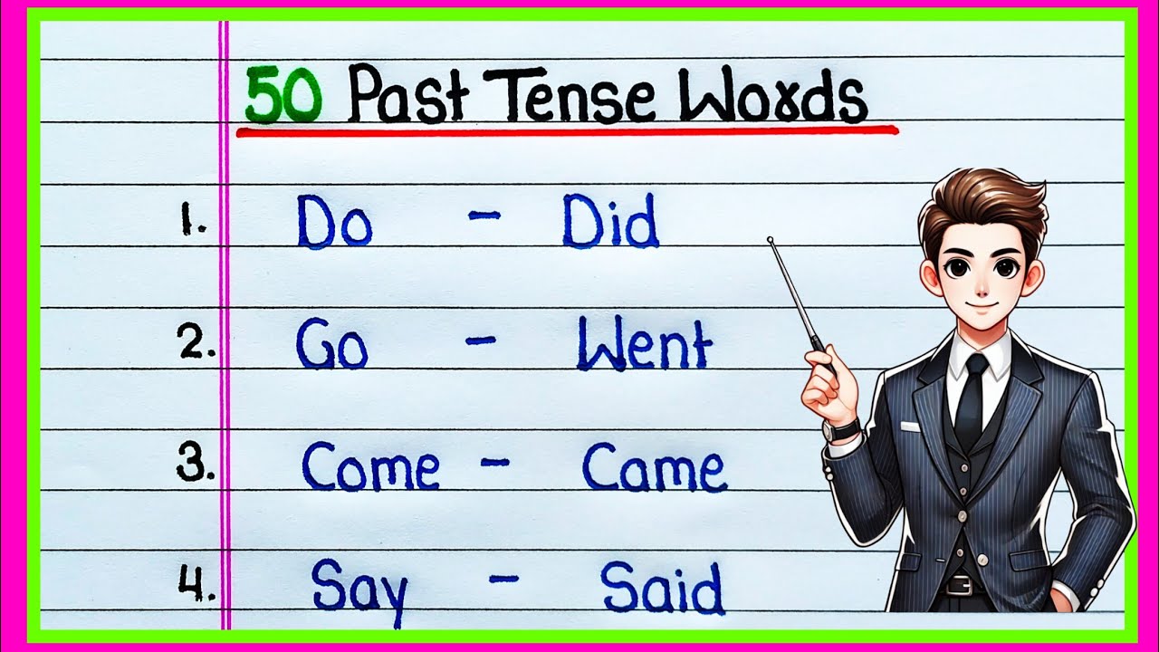 50 Past tense words | 50 Examples of Past tense | Past tense verbs | Past tense 50