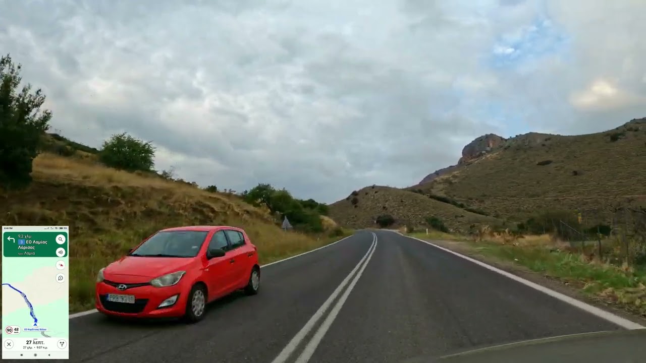 Driving in Greece, from Farsala (Larissa) to Domokos (Fthiotida)