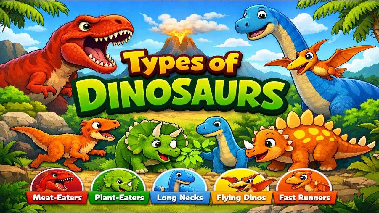 Types of Dinosaurs for Kids | Fun Learning For Kids | Preschool Learning | Learn About Animals