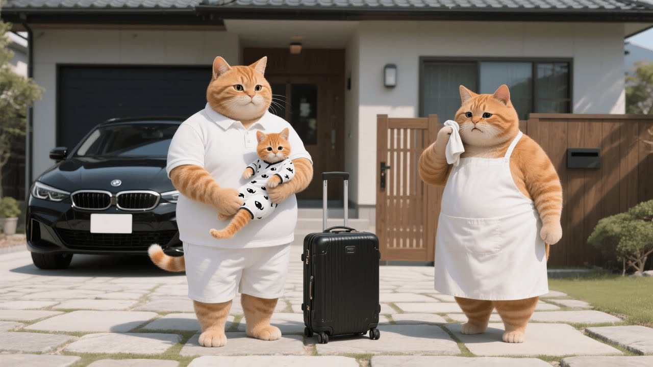 Ginger Kitten & Mama Cat Cry Saying Goodbye to Papa Cat—With a Special Gift for Him 🐱✈️