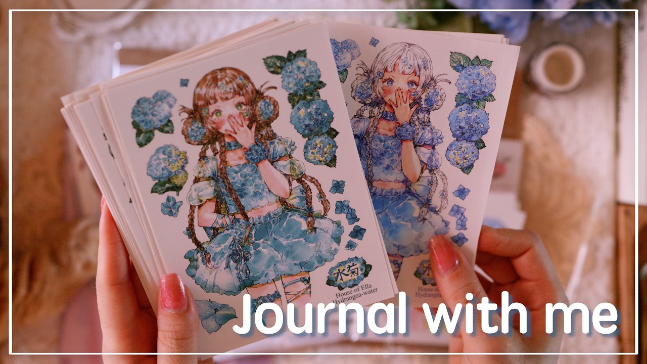 [ASMR] とにかく盛りたい盛り盛りアジサイコラージュ✨  |  journal with me | collage