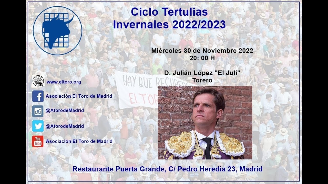 Tertulia con Julián López “El Juli”. Torero. 30/11/2022.