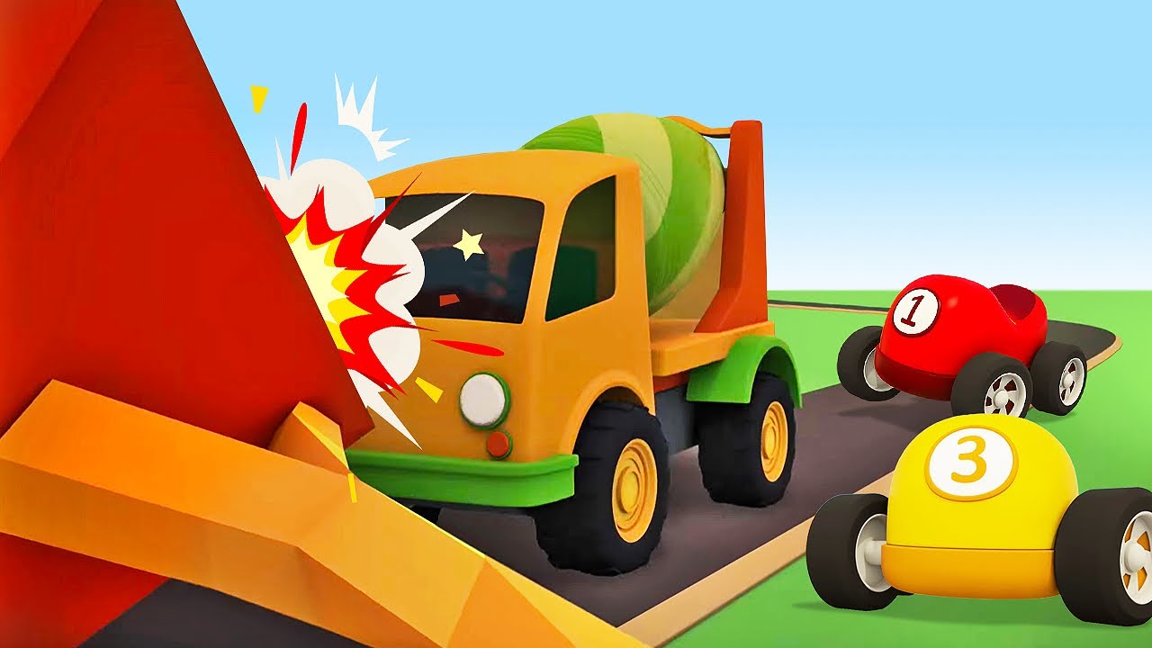 Helper Cars & a cement mixer under the tree. Cars for kids & Street vehicles cartoons for kids.