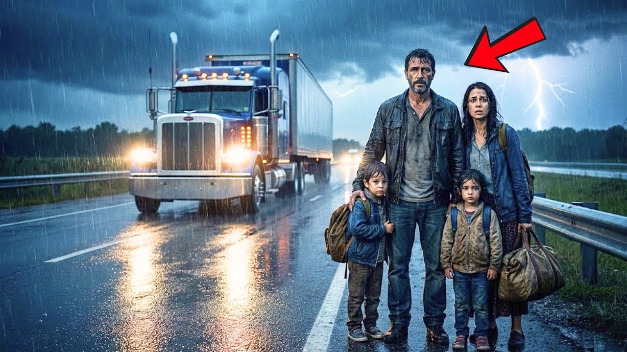 „Ein Lkw-Fahrer sah eine Familie im Regen gehen – eine einzige Entscheidung veränderte ihr Leben“
