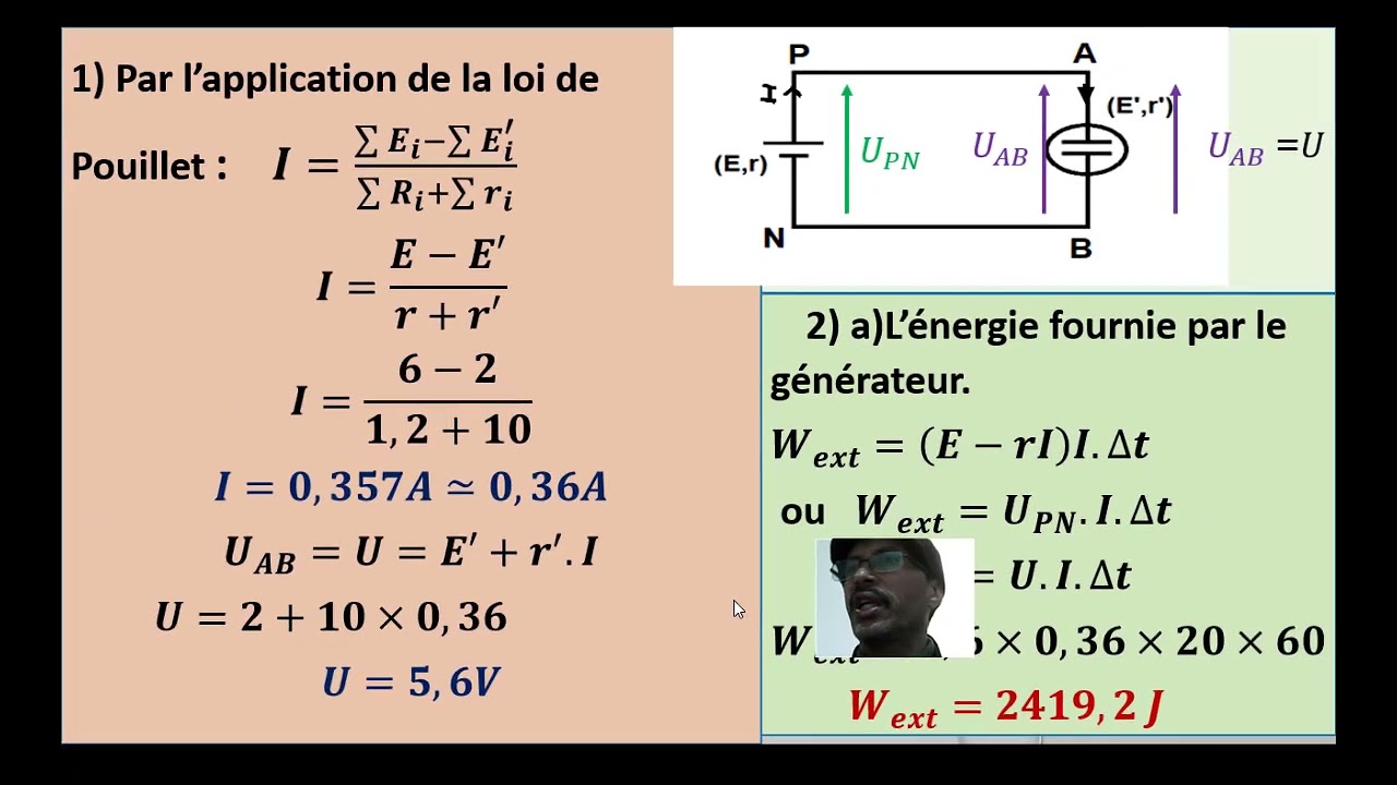 Exercice : comportement global d'un circuit électrique,énergie puissance