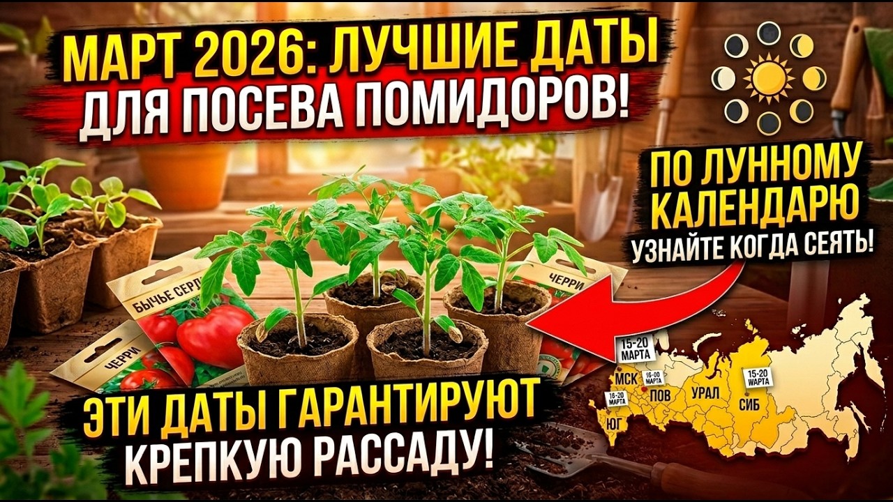 🍅 КОГДА СЕЯТЬ ПОМИДОРЫ В МАРТЕ 2026? ТОЧНЫЕ ДАТЫ по лунному календарю