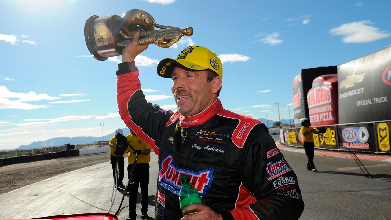 Greg Anderson raises the Wally in Phoenix