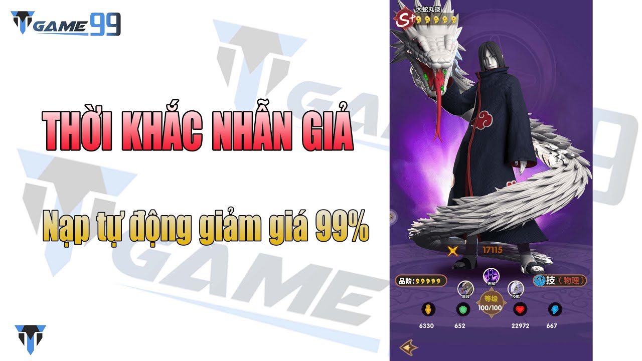 TMgame99 Thời Khắc Nhẫn Giả - Nạp tự động giảm giá 99% (gói 1.000¥ giảm còn 10¥)