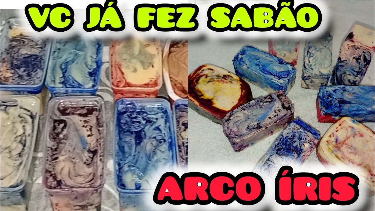 🔴COMO FAZER SABÃO CASEIRO ARCO ÍRIS USEI 2 LITRO DE ÓLEO DE FRITURA.