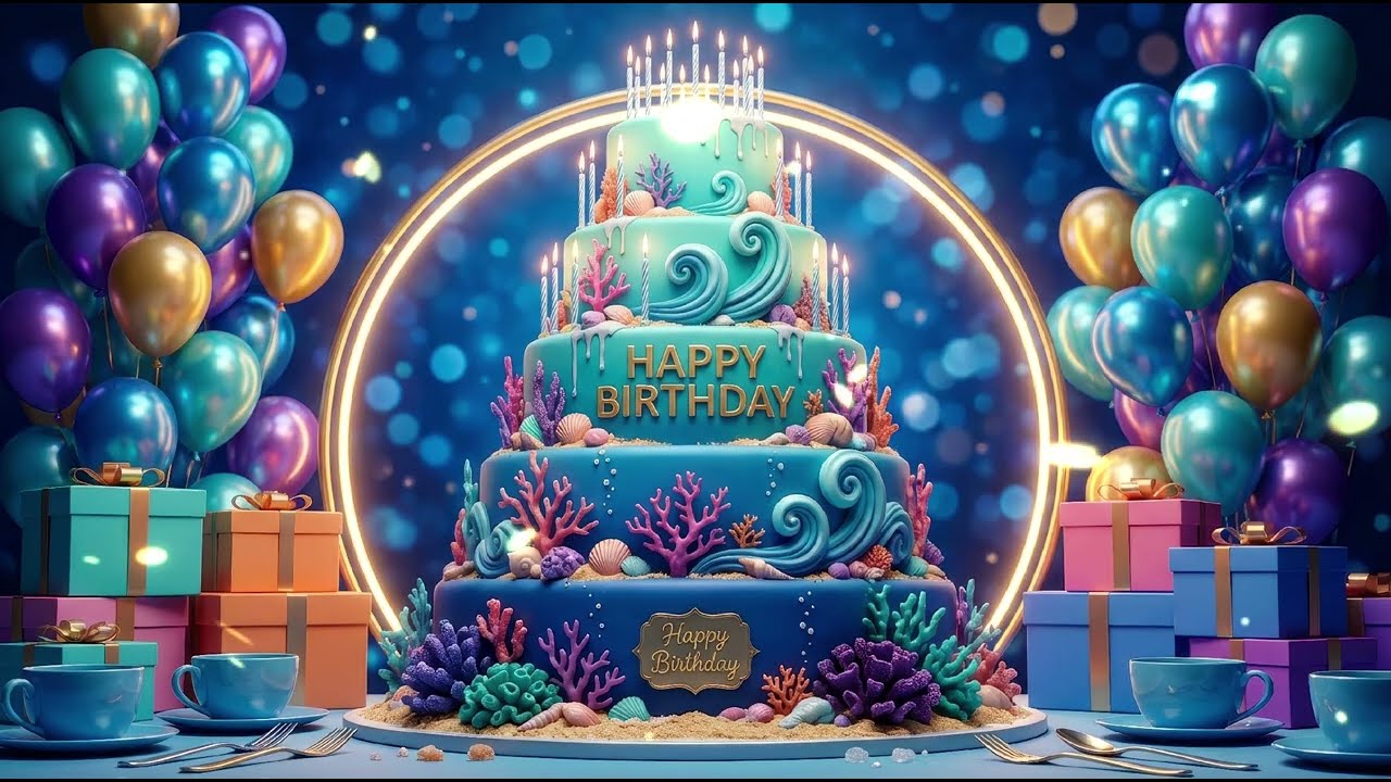 Beautiful Happy Birthday Song 🎂 Magical Blue Ocean Cake & Best Wishes - Viral Happy Birthday 2026