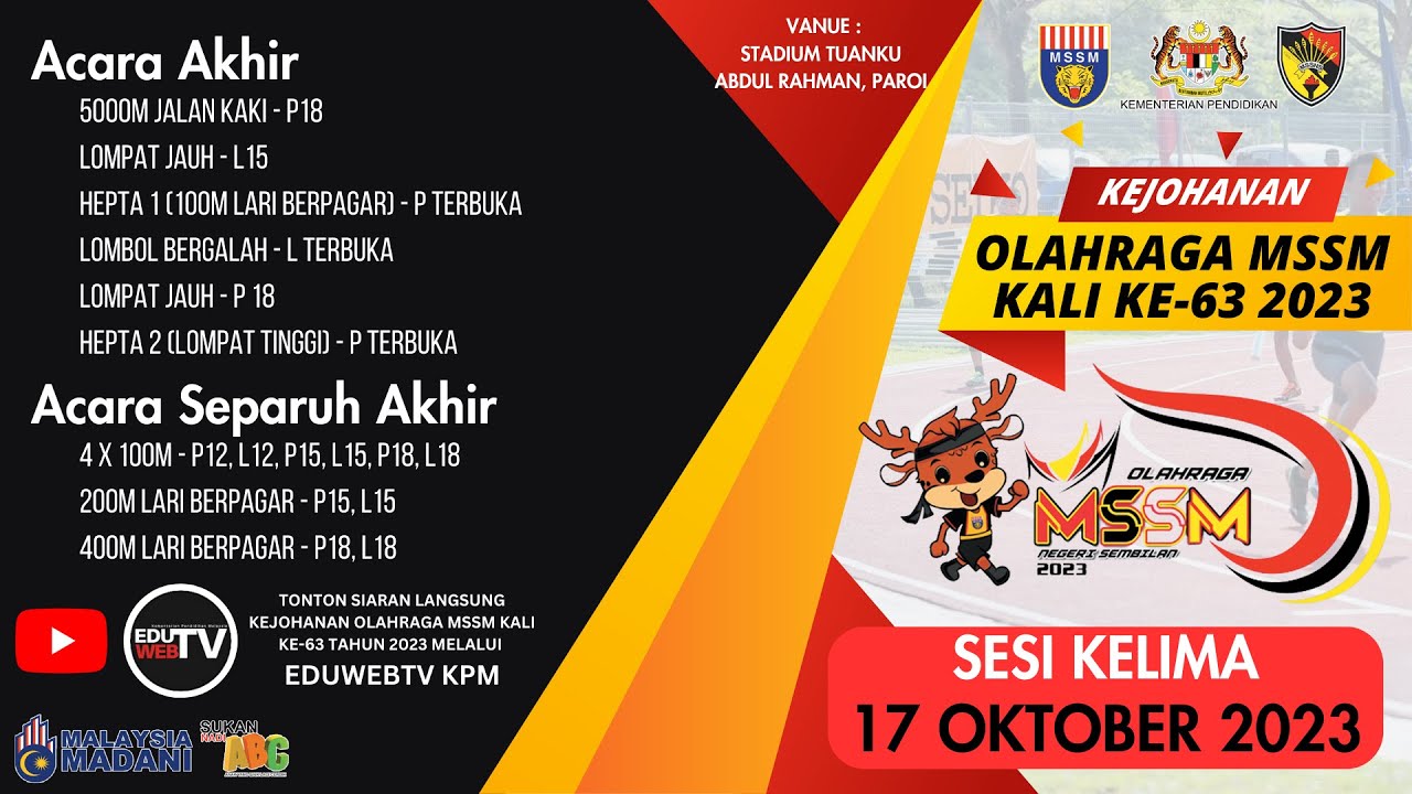 MAJLIS SUKAN SEKOLAH MALAYSIA (MSSM) KALI KE-63 TAHUN 2023 - SESI KELIMA