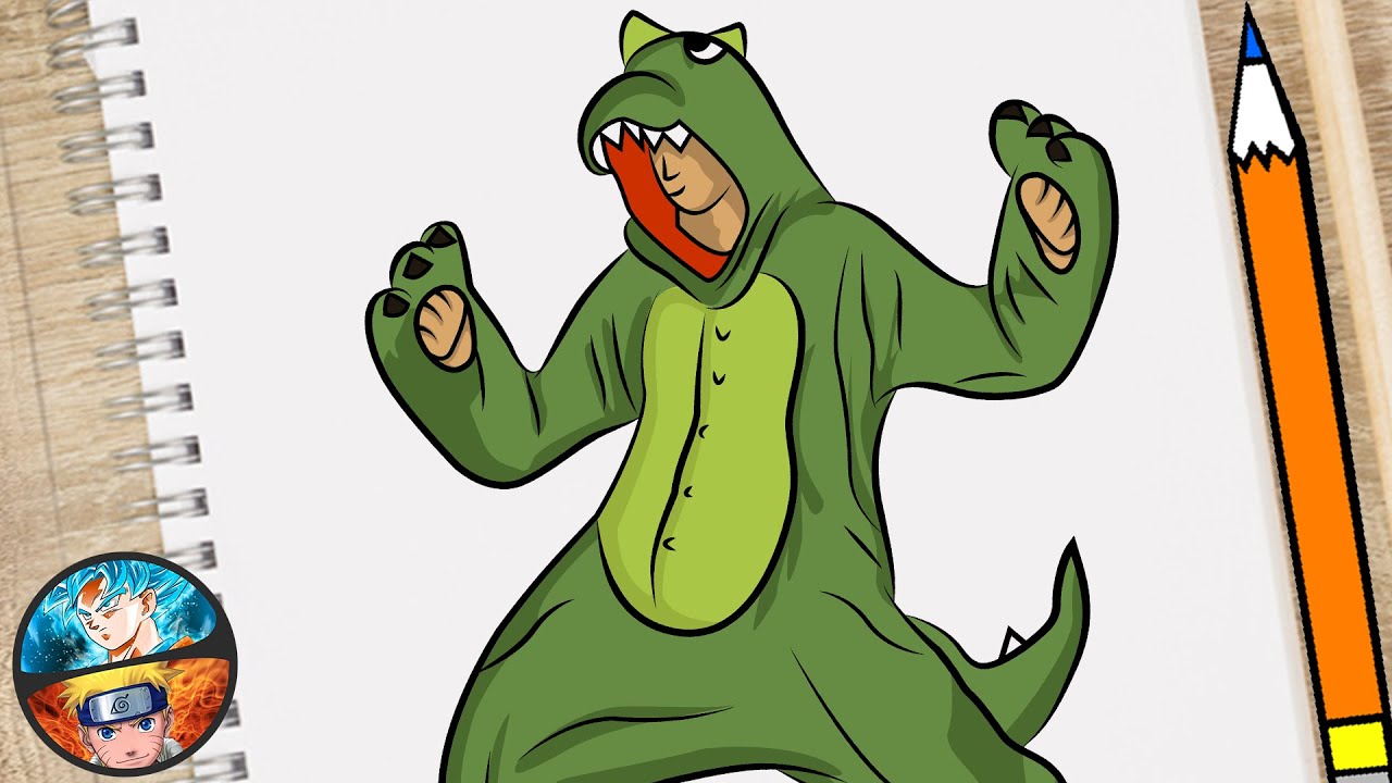 COMO DIBUJAR LA SKIN DINO FREE FIRE FÁCIL PASO A PASO dibujos ff