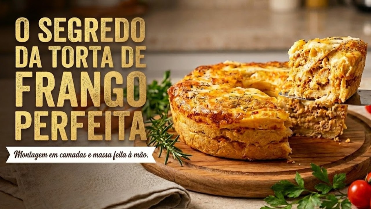 Torta de Frango em Camadas: Massa de Mão que não precisa de Liquidificador!