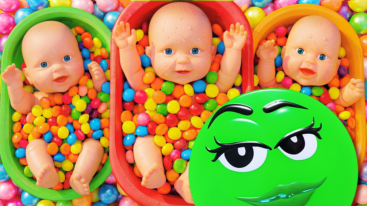 3 Minuten SATISFYING: 3 Regenbogen-Badewannen voller Süßigkeiten, M&M's & Seifenblasen
