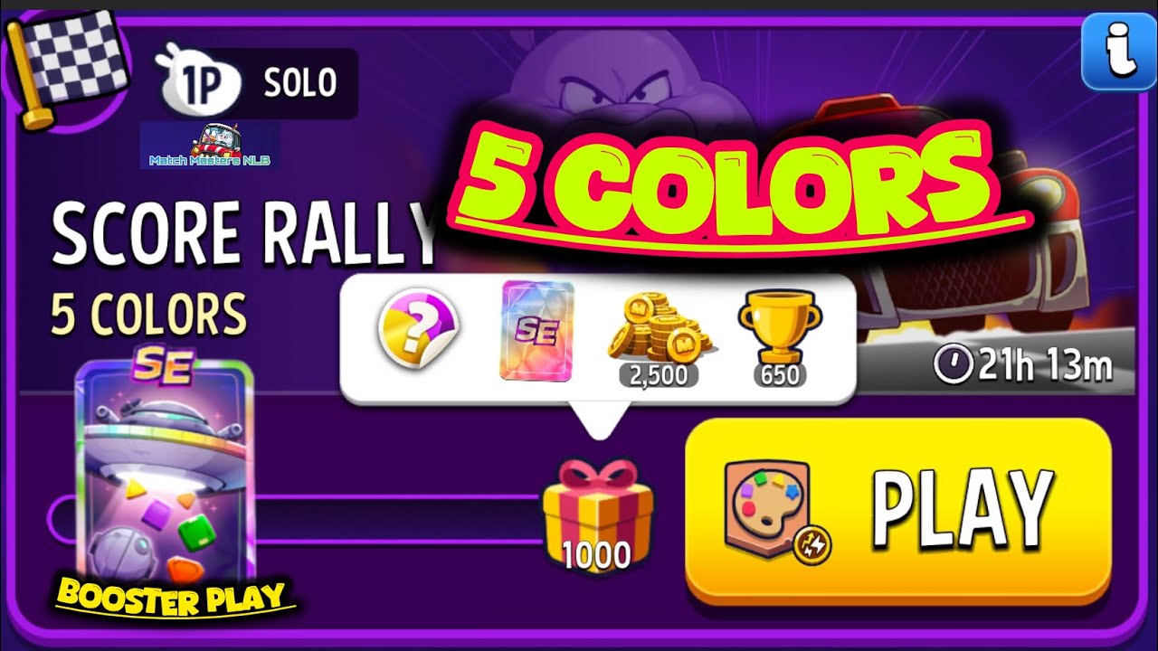 Score Rally 5 Colors 1,000 points Match Masters Solo Challenge With SE UFO