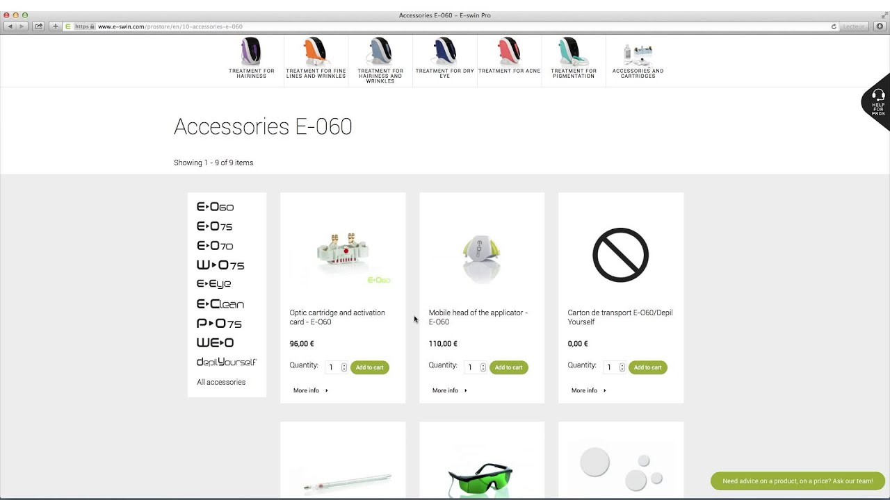How to order accessories and cartridges / Commander des accessoires et consommables - E-Swin Pro