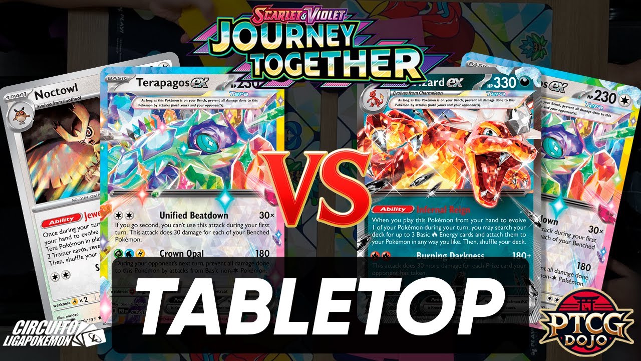 Terapagos ex vs Charizard ex | Pokémon TCG | Journey Together Tabletop Gameplay