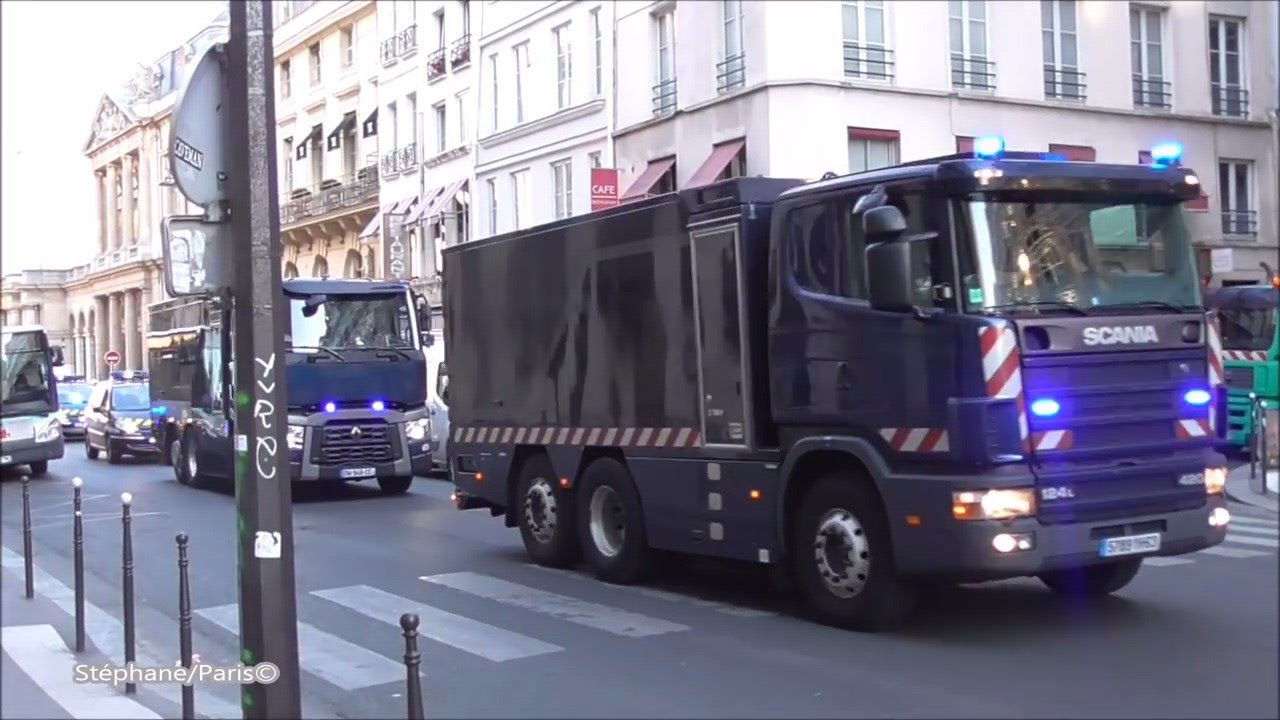 Massive Bank Transfer Police Motorcycle Escort in Paris
