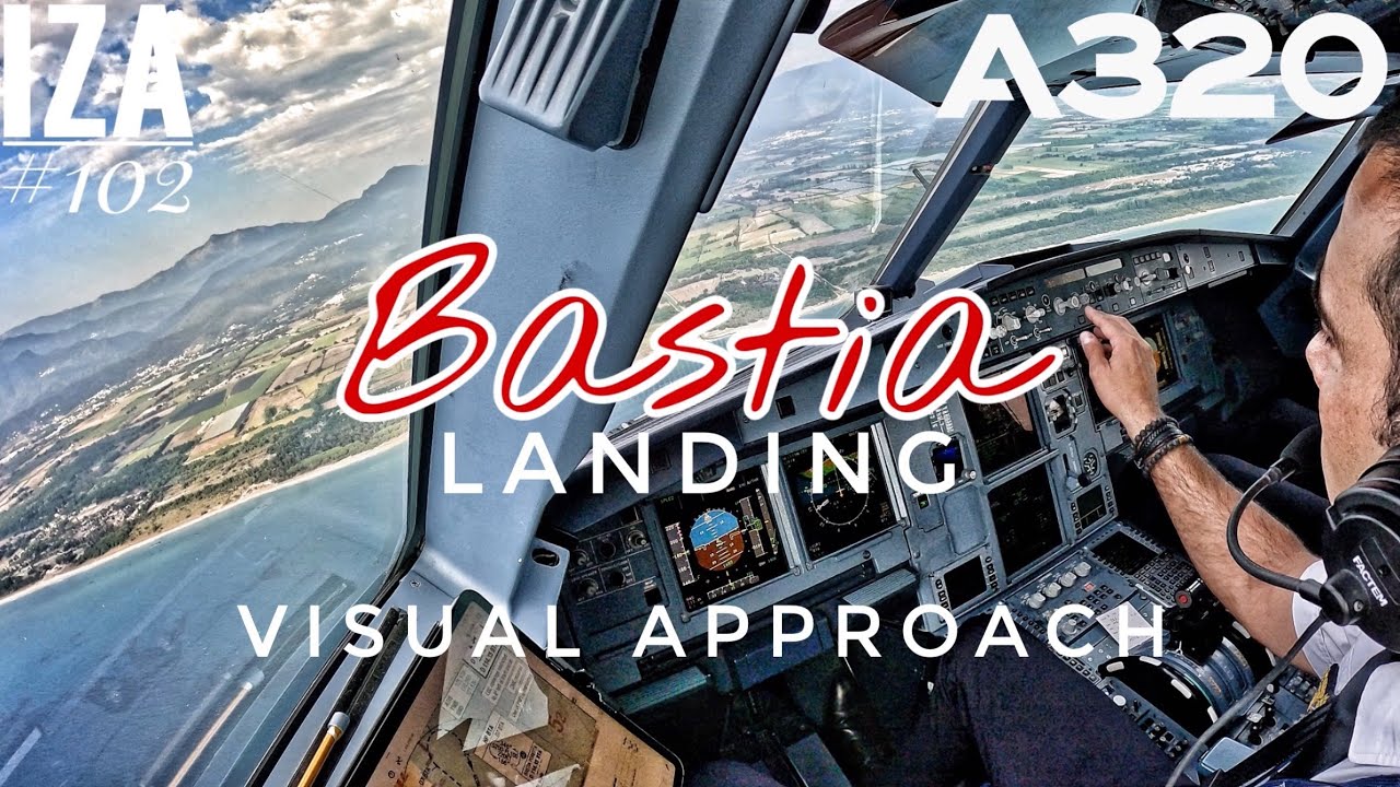 A320 BIA 🇫🇷 Bastia | LANDING 34 Visual Approach | 4K Cockpit View | ATC & Crew Comm [RE UPLOAD]