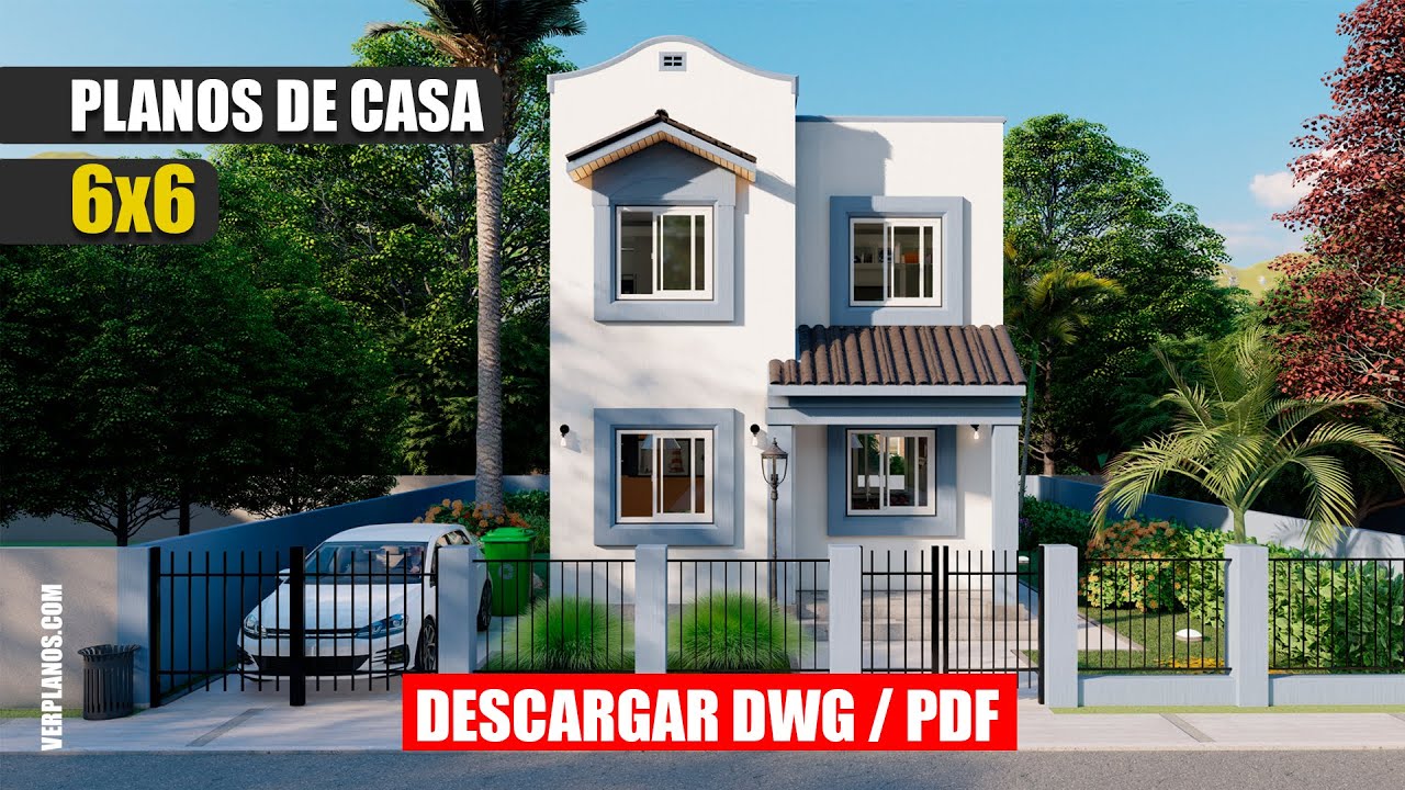 ✅ Plano de casa de 6x6 #2 Pisos #2 Dormitorios → (DWG / PDF)