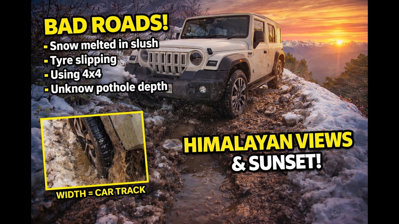 Tyres Slipping, Blind Potholes & Slush Roads 😱 | 4x4 Binsar Adventure