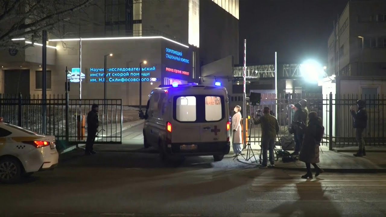 Ambulances arrive at Moscow hospital after deadly concert attack | AFP