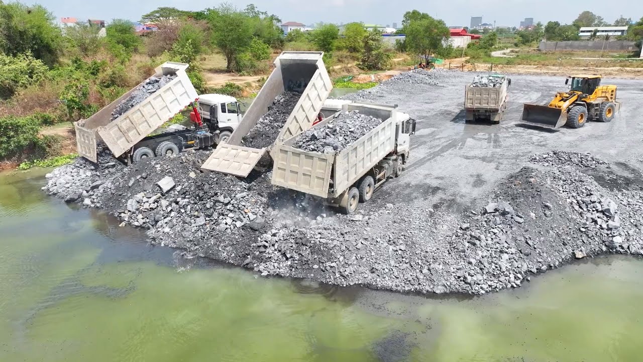 Excellent Project Have Talented Skills Operator Working Wheel LoaderSDLG SHACMAN Dump Truck