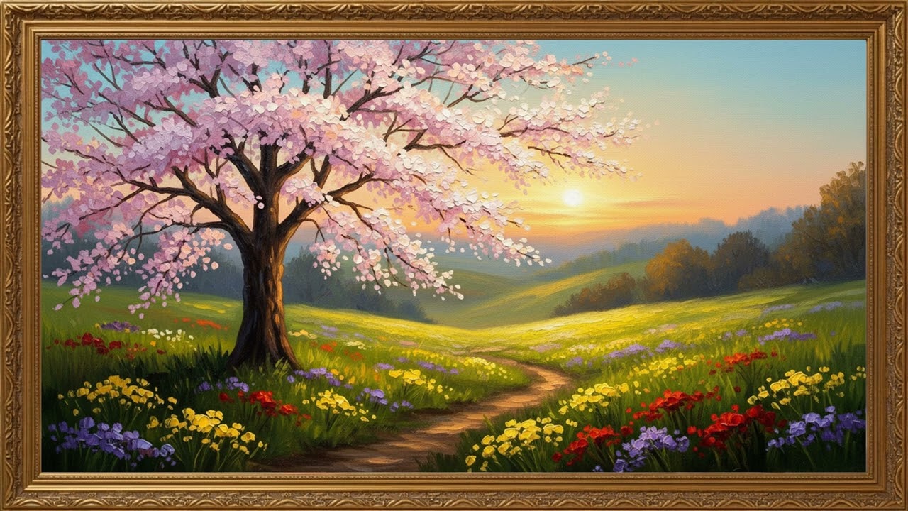 Romantic Garden Blossom Painting | Calm Interior Art Display