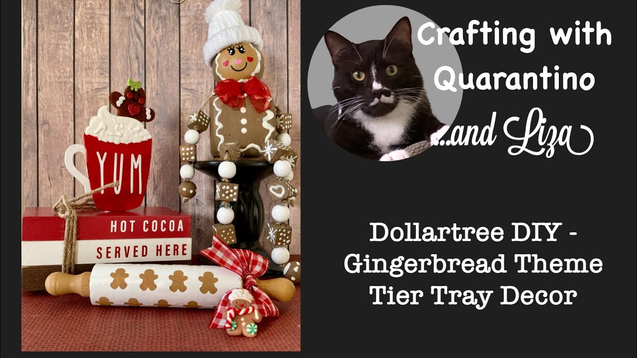 Dollartree DIY Gingerbread Theme Tier Tray Decor