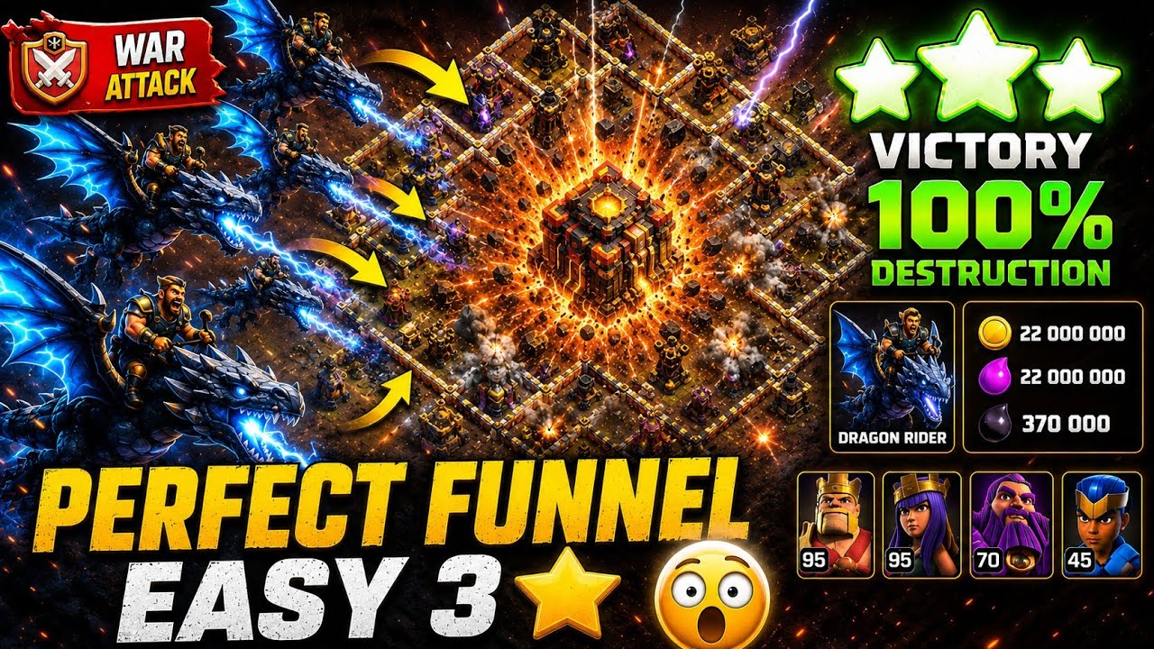 Dragon Rider Funnel Strategy DESTROYS TH18 War Bases &ndash; Confirmed 3 Star Attack Guide | CoC 2026