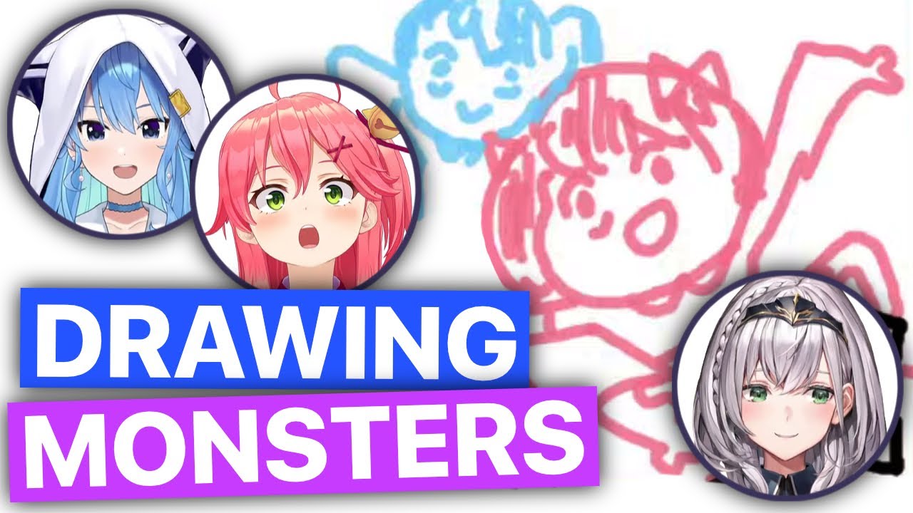 Drawing Monsters, By Shiraken (Suisei, Miko, Polka, Noel, Flare / Hololive) [Eng Subs]