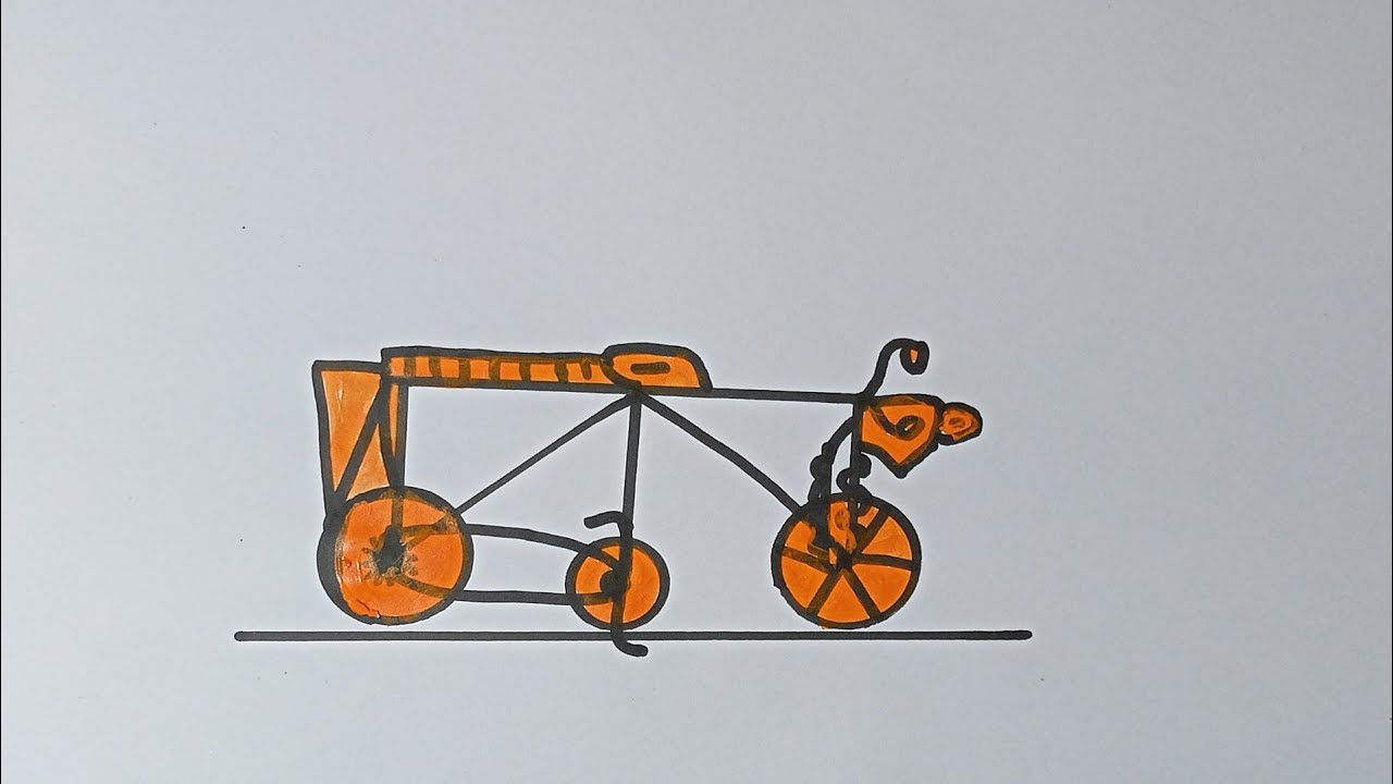 How to Draw a Cycle Easily with Colour | Simple Bicycle Drawing Tutorial