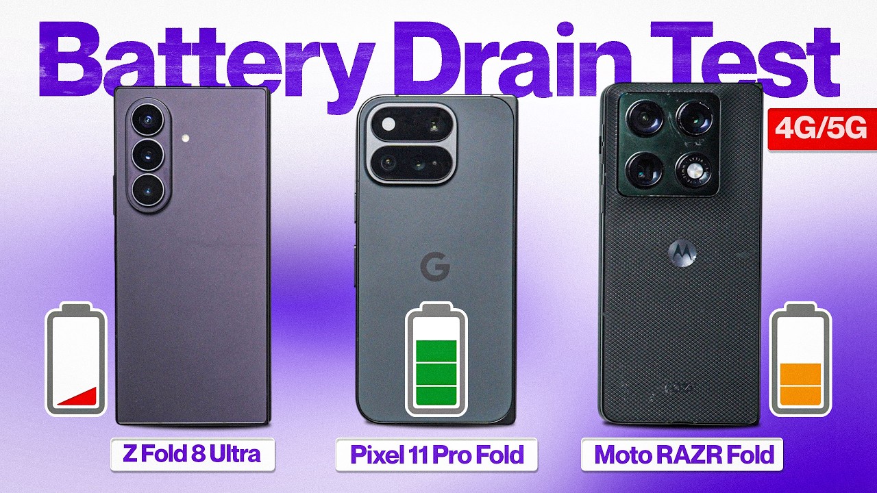 Тест на разрядку аккумулятора: Pixel 11 Pro Fold против Z Fold 8 Ultra против Motorola Razr Fold