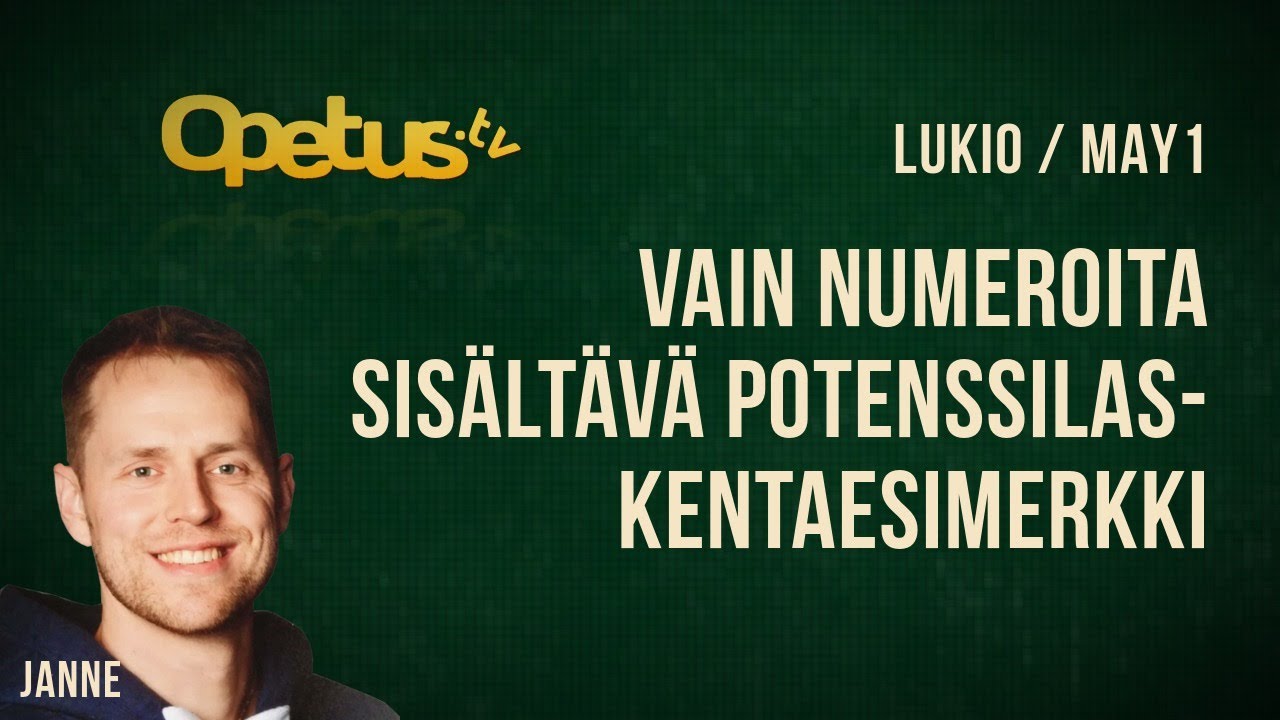 Vain numeroita sisältävä potenssilaskentaesimerkki