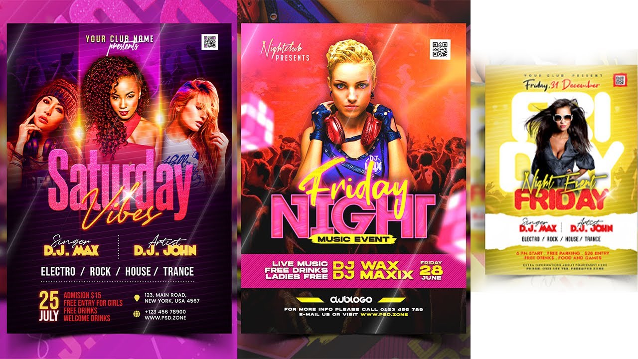 15+ Nightclub Saturday Night Party Flyer Photoshop Tutorial