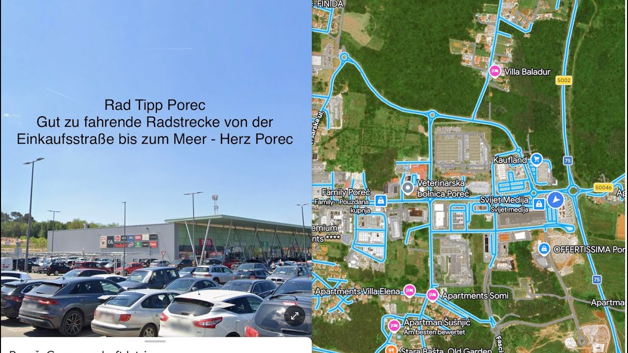 Mit dem Fahrrad durch Porec - abseits der Hauptstraße bis zum 💝